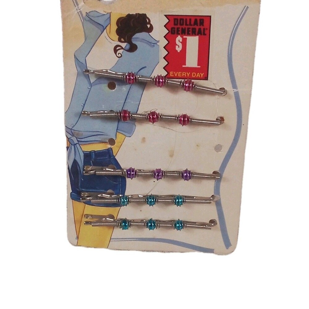 Vintage Silver Tone Metal Alligator BeadedHair Clips